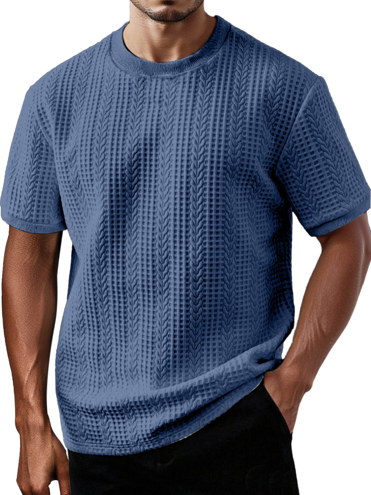 Men's Daily Casual Solid Color Round Neck Short-sleeved T-shirt