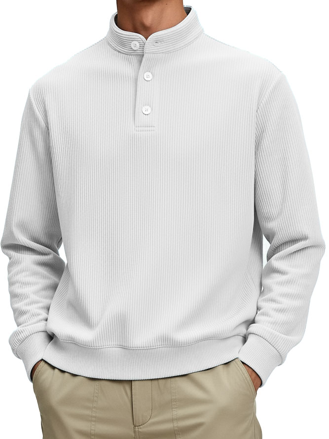 Men's Fashionable Casual Retro Stand Collar Long-Sleeved Top