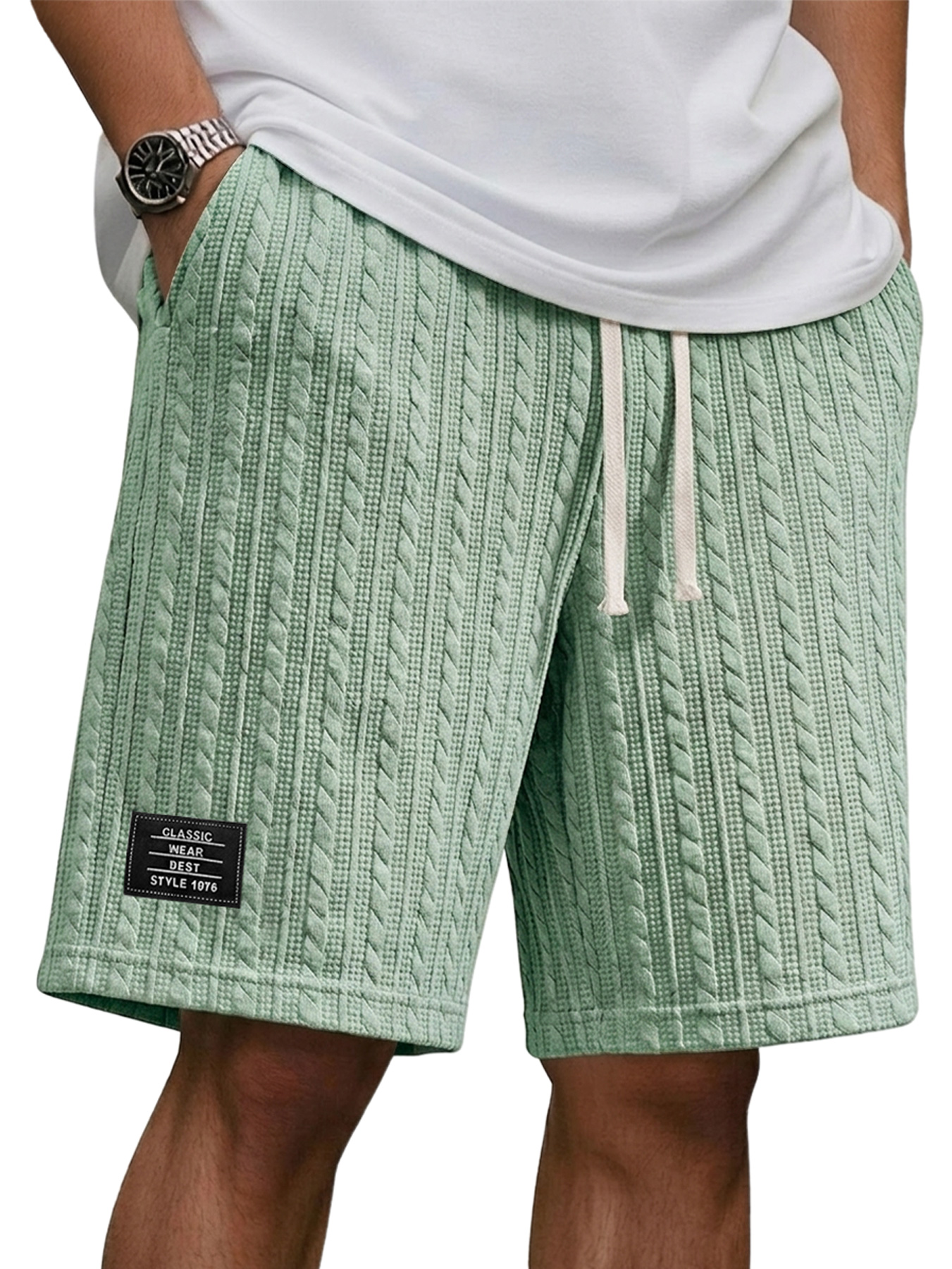 Men's Relaxed-fit Shorts With Jacquard Texture And Embroidered Logo