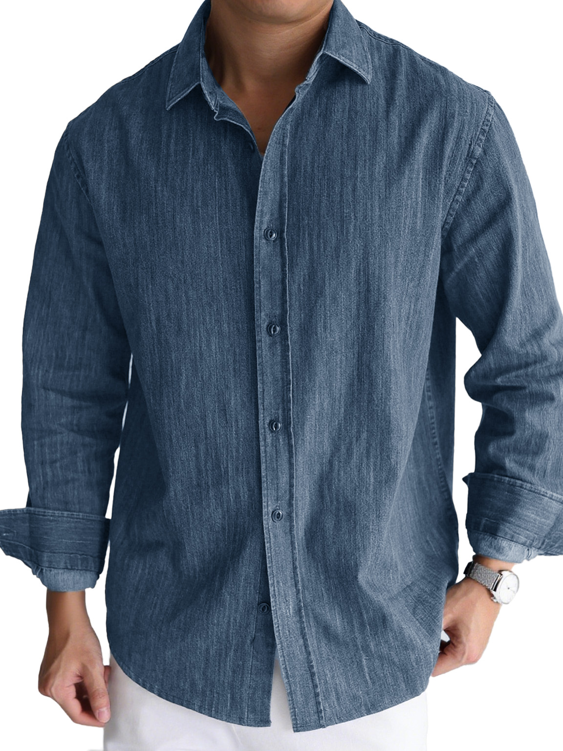 Men's Stylish Casual Lapel Long-sleeved Shirt