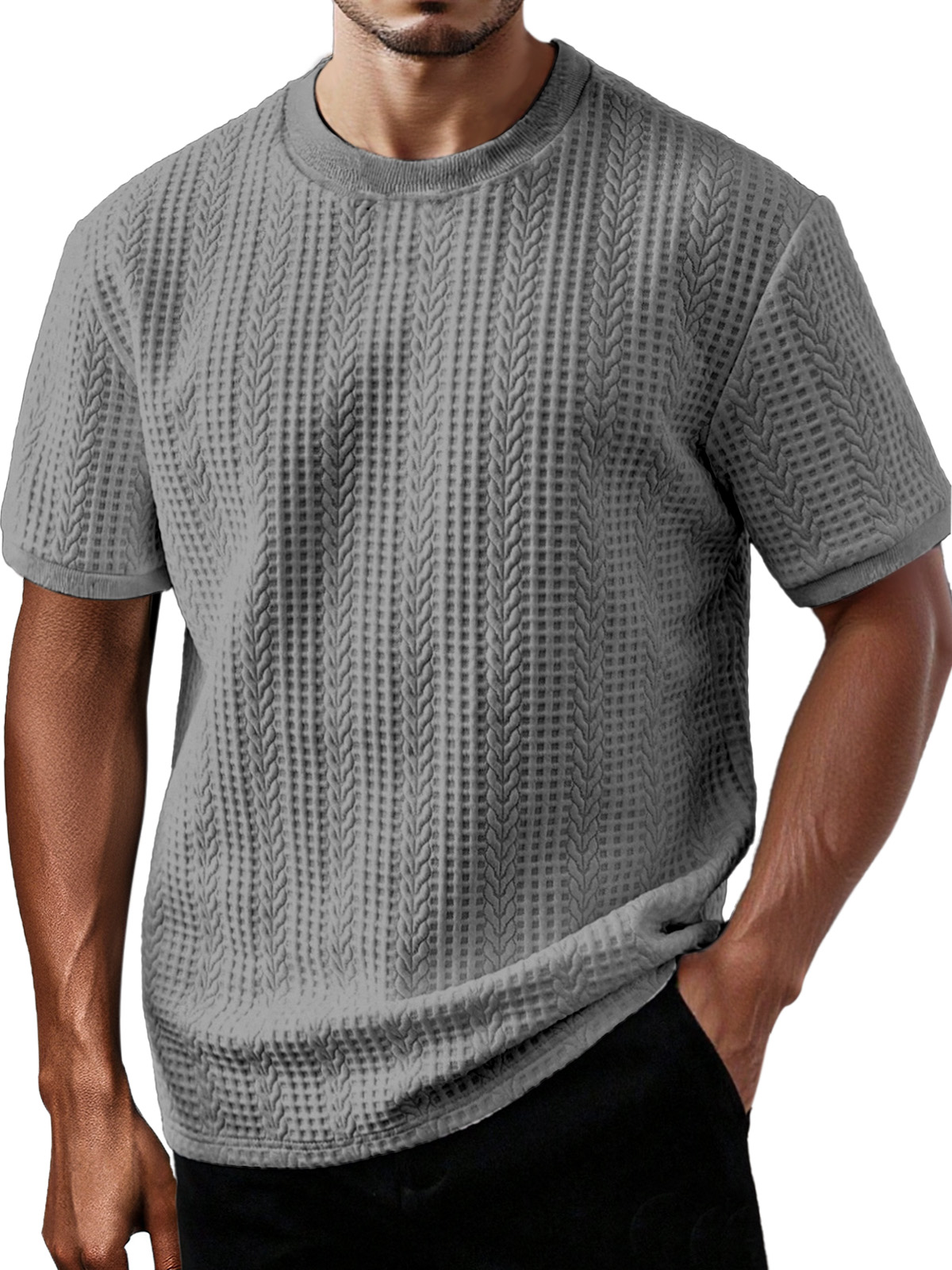 Men's Daily Casual Solid Color Round Neck Short-sleeved T-shirt