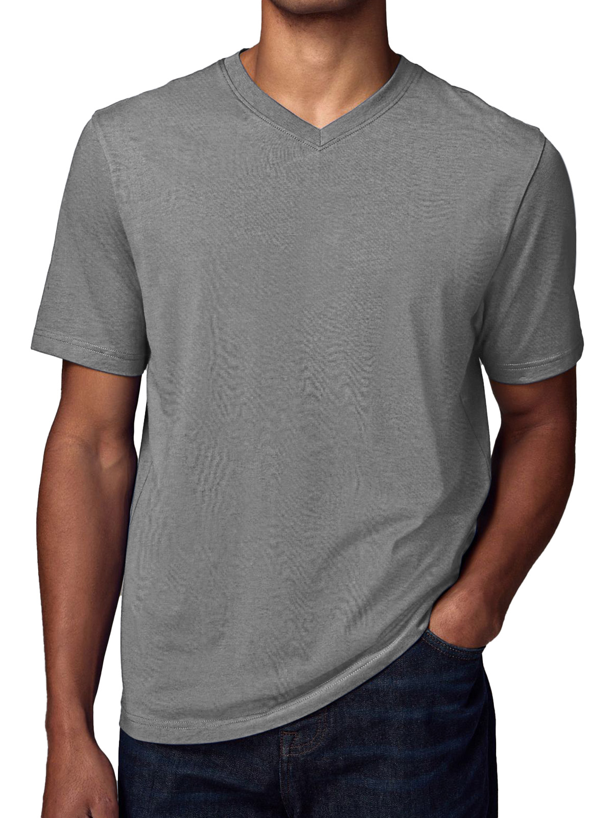 Men's Simple Solid Color V-neck Short-sleeved T-shirt