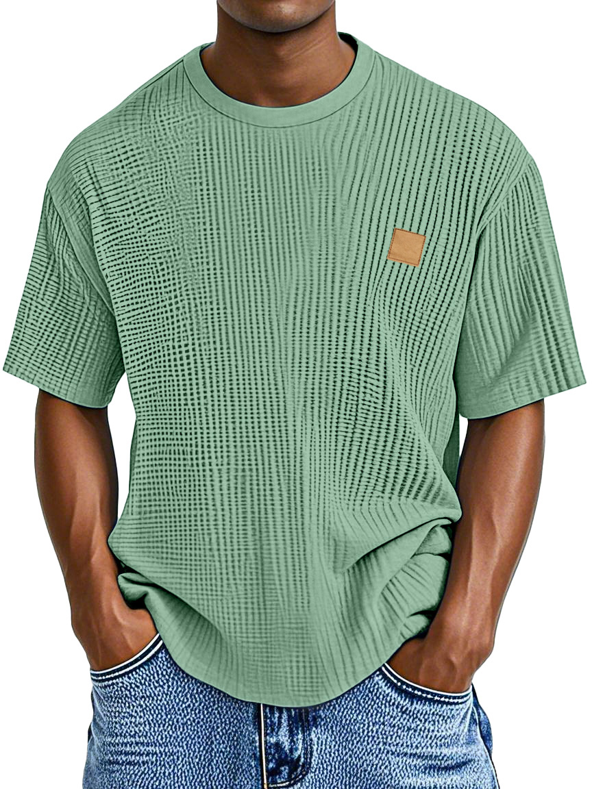 Men's Casual Simple Waffle Loose Short Sleeve T-shirt