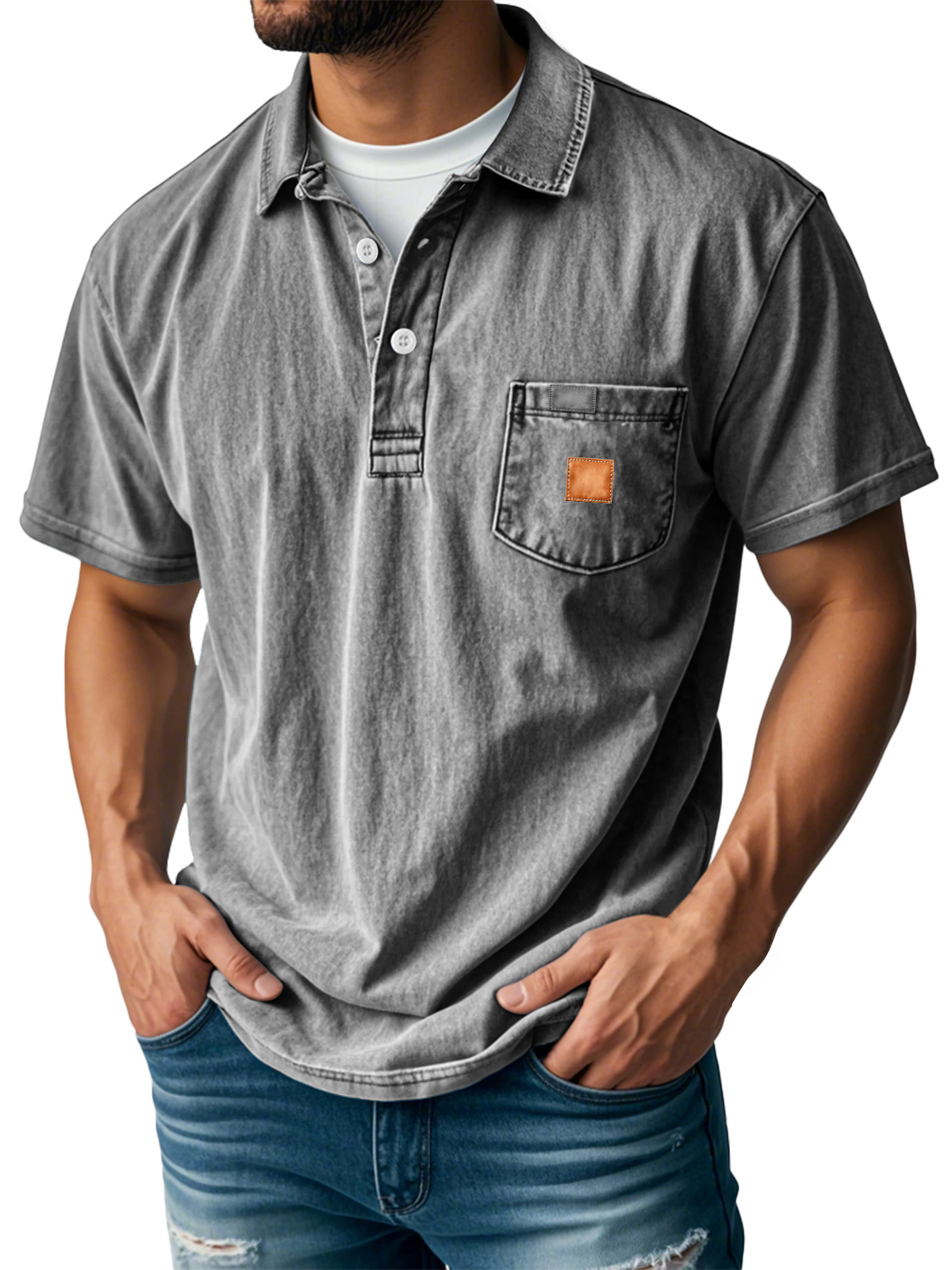 Men's Retro Lapel Pocket Casual Short Sleeve POLO Shirt