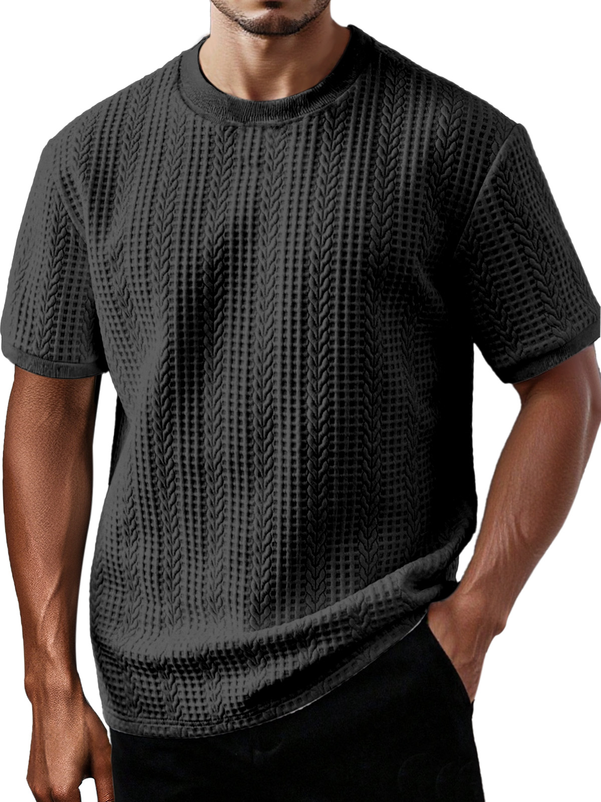 Men's Daily Casual Solid Color Round Neck Short-sleeved T-shirt