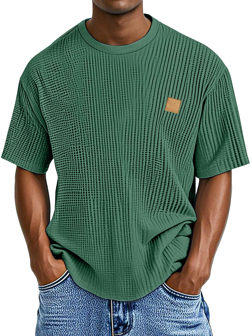 Men's Casual Simple Waffle Loose Short Sleeve T-shirt
