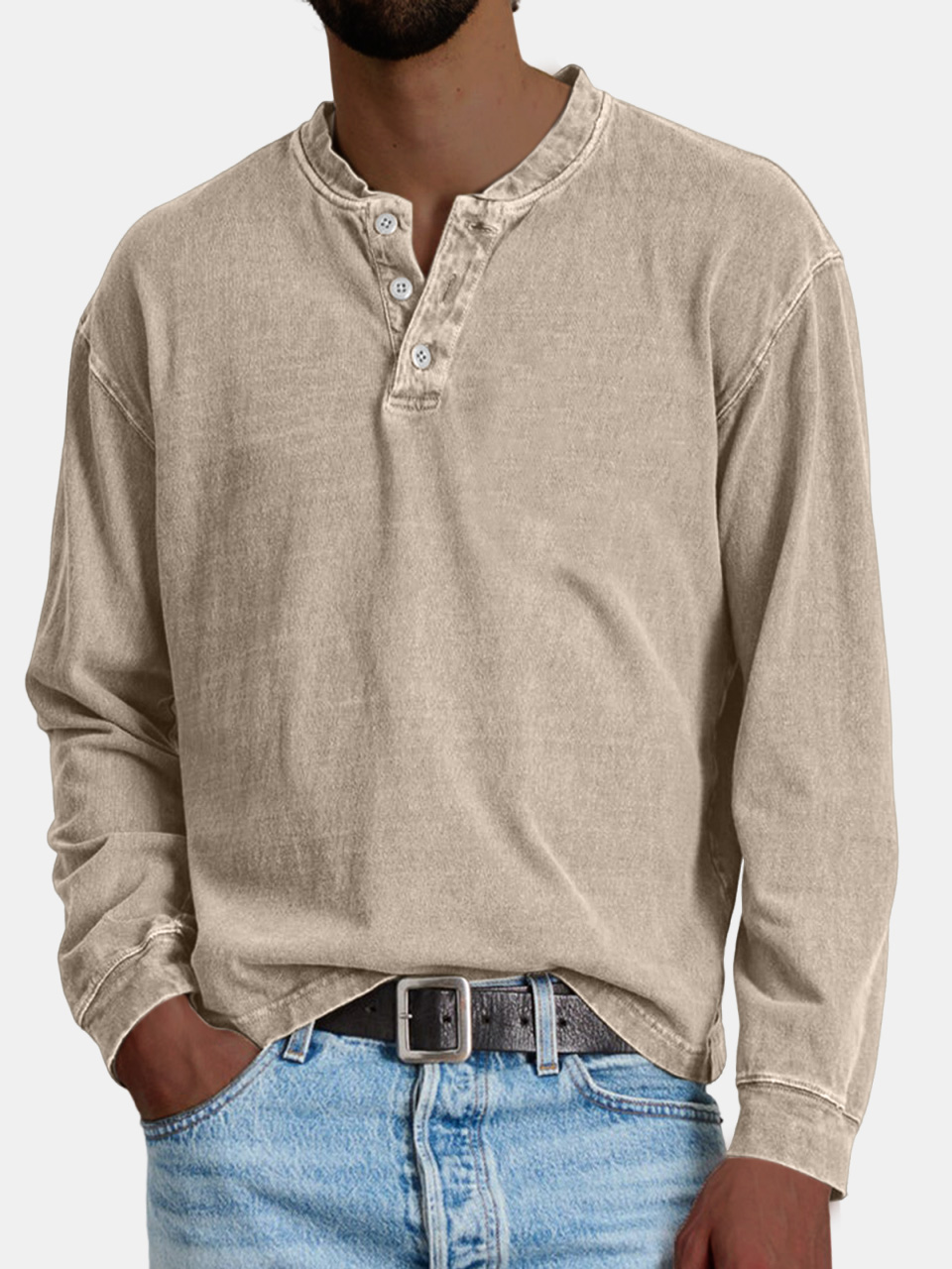 Men's Retro Casual Distressed Button POLO Shirt
