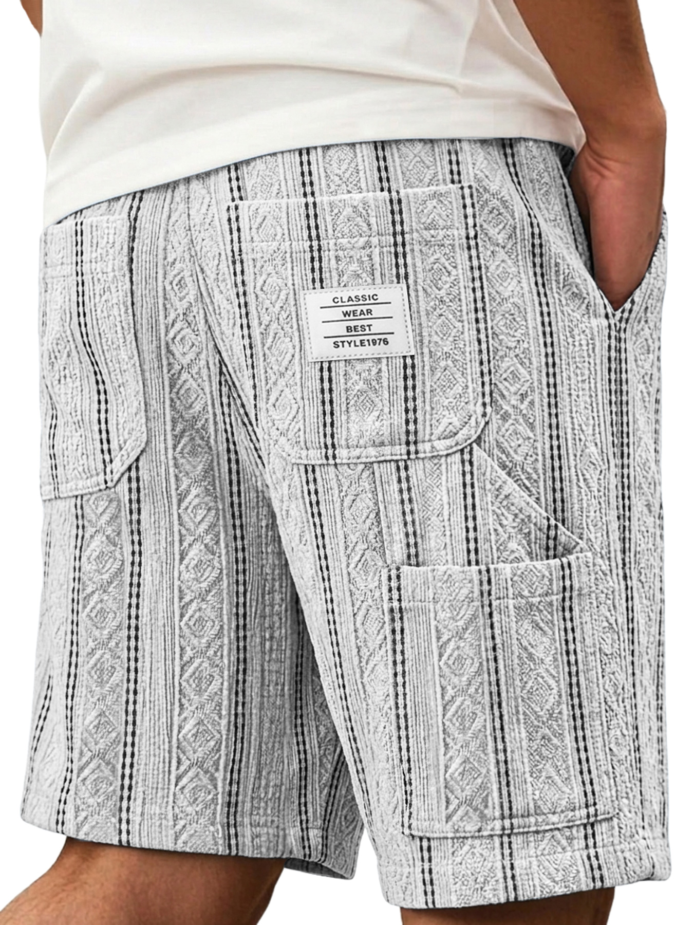Men's Jacquard Textured Multi-pocket Casual And Comfortable Shorts