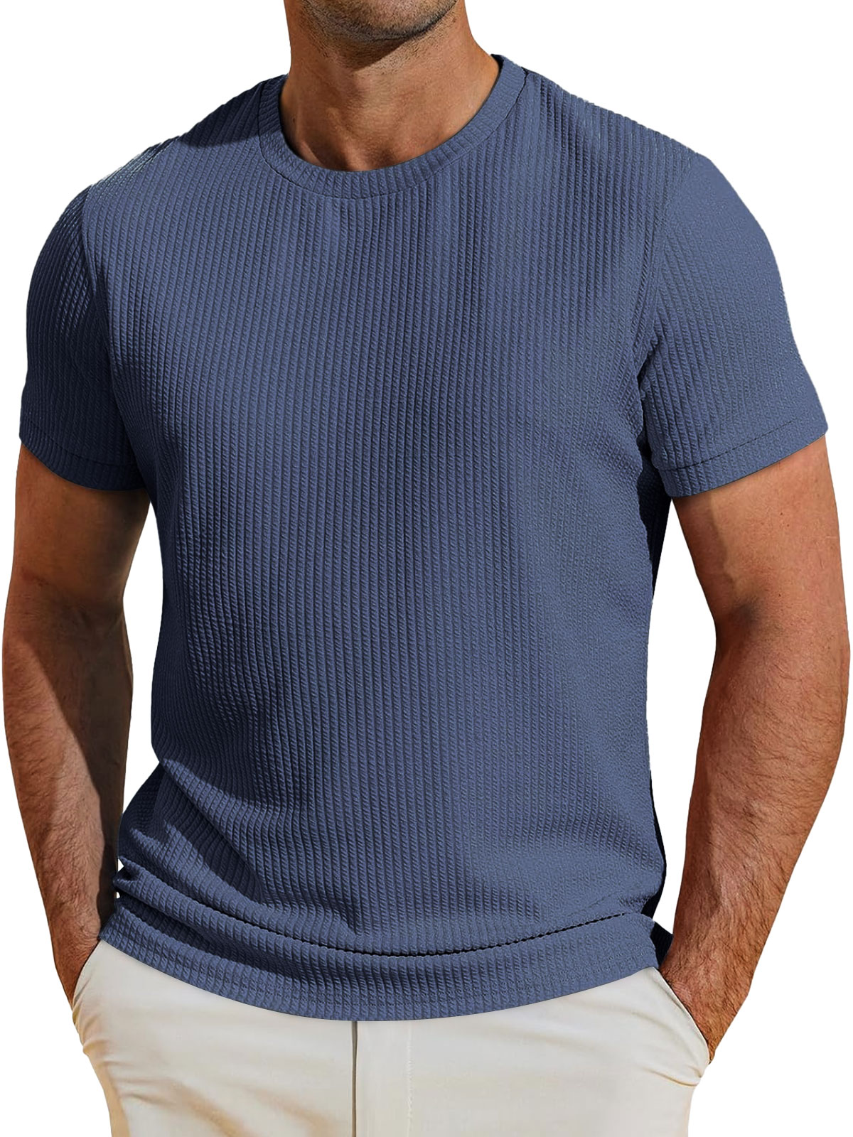 Men's Daily Round Neck Casual Solid Color Short-sleeved T-shirt