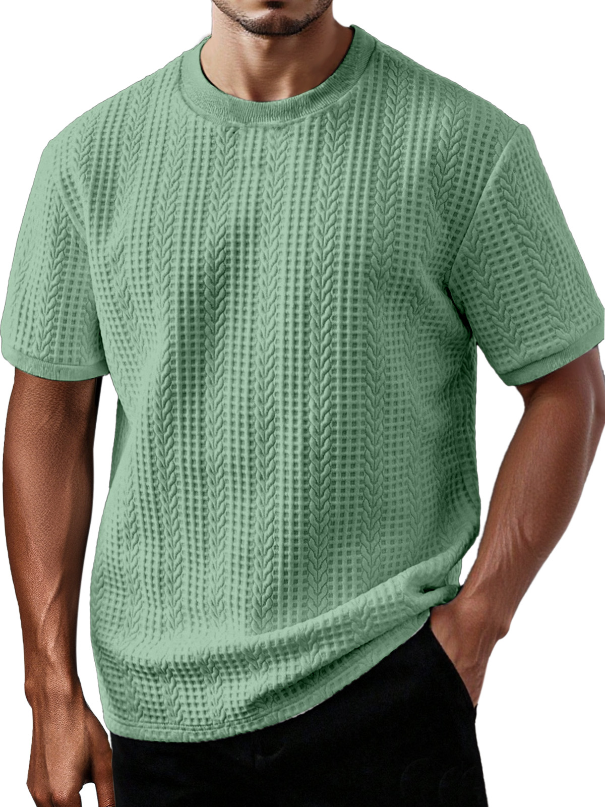 Men's Daily Casual Solid Color Round Neck Short-sleeved T-shirt