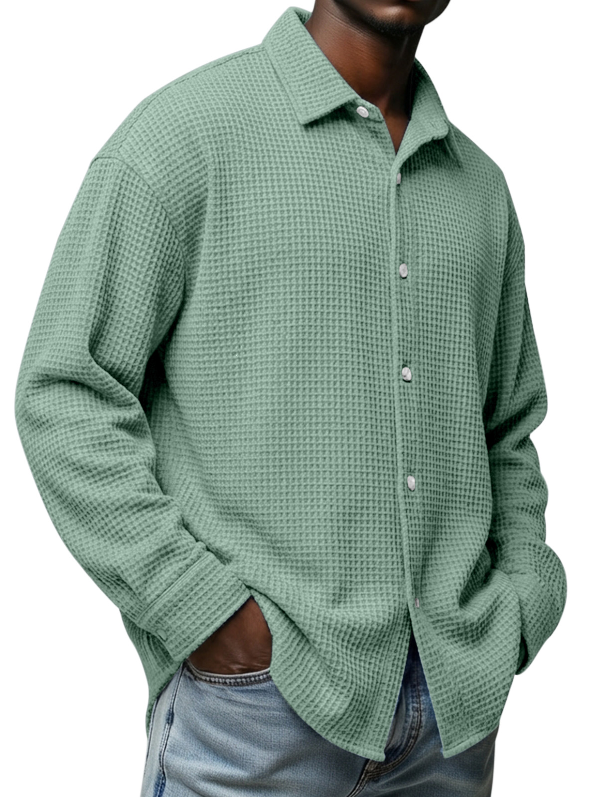 Men's Everyday Waffle Texture Long-Sleeve Shirt