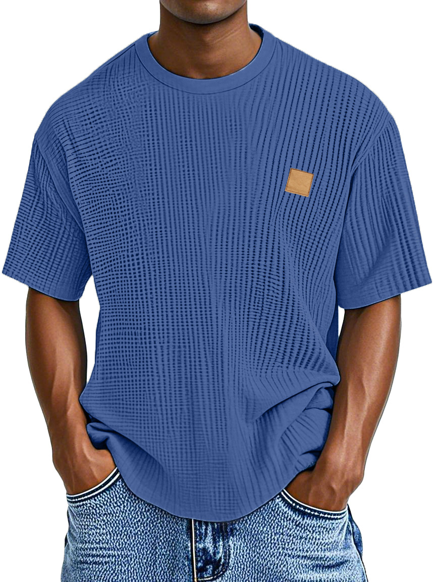 Men's Casual Simple Waffle Loose Short Sleeve T-shirt