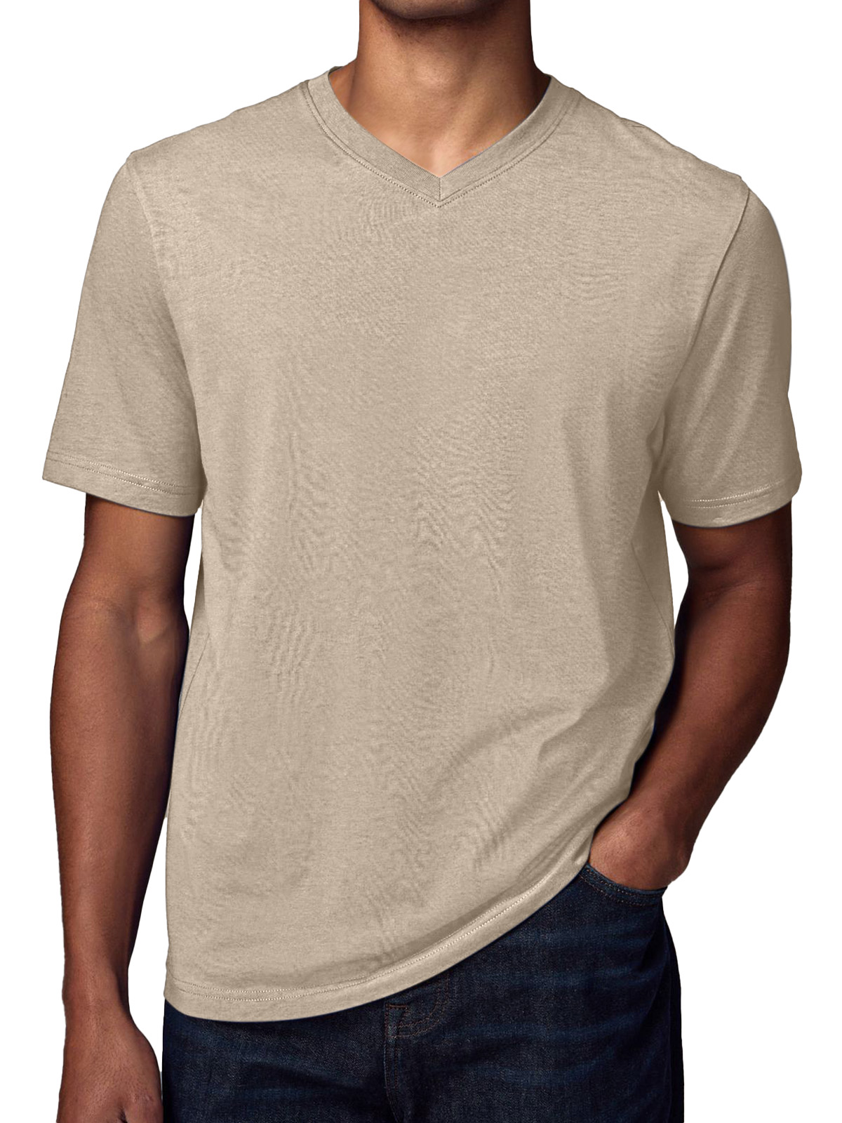 Men's Simple Solid Color V-neck Short-sleeved T-shirt
