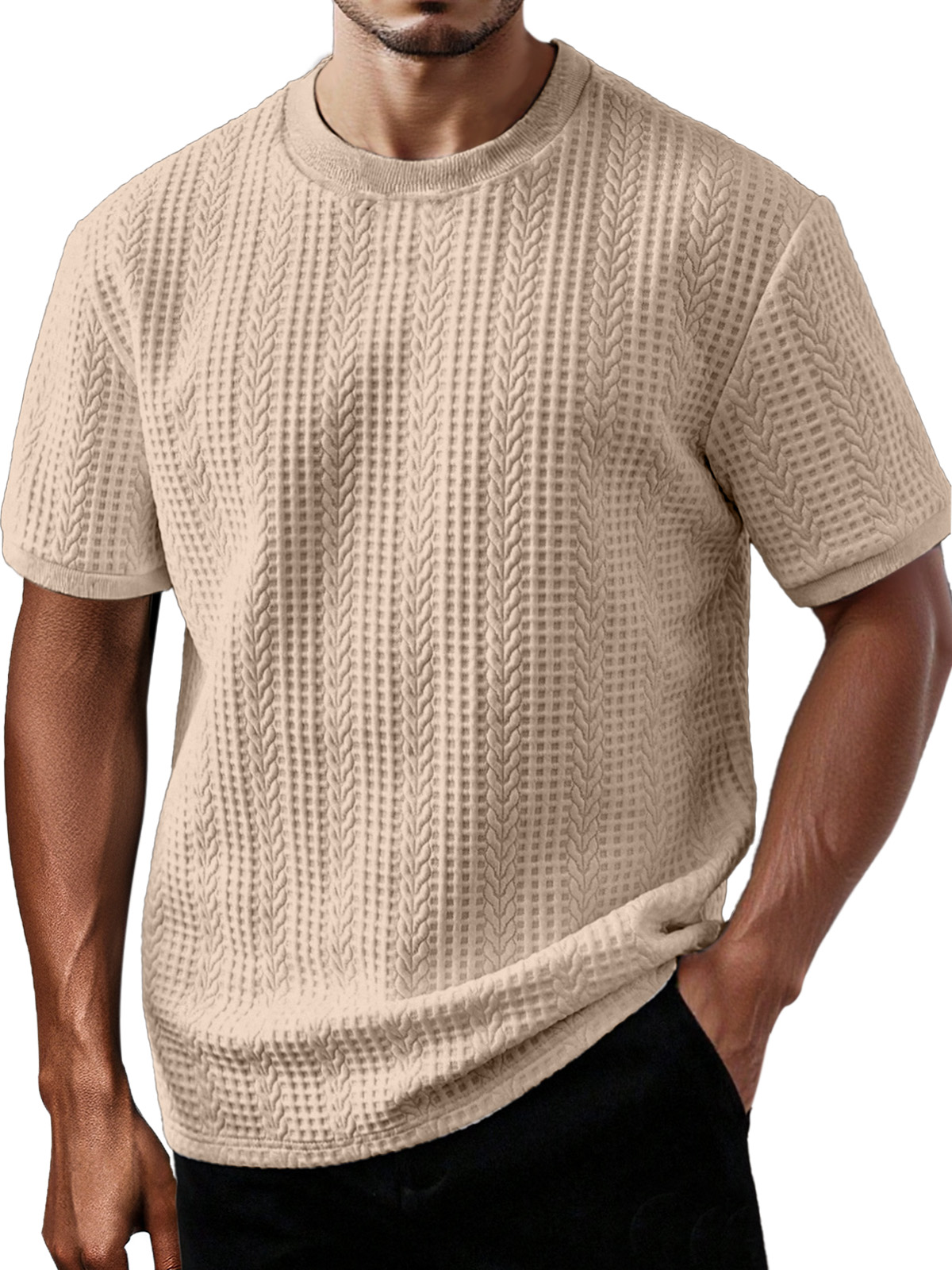 Men's Daily Casual Solid Color Round Neck Short-sleeved T-shirt