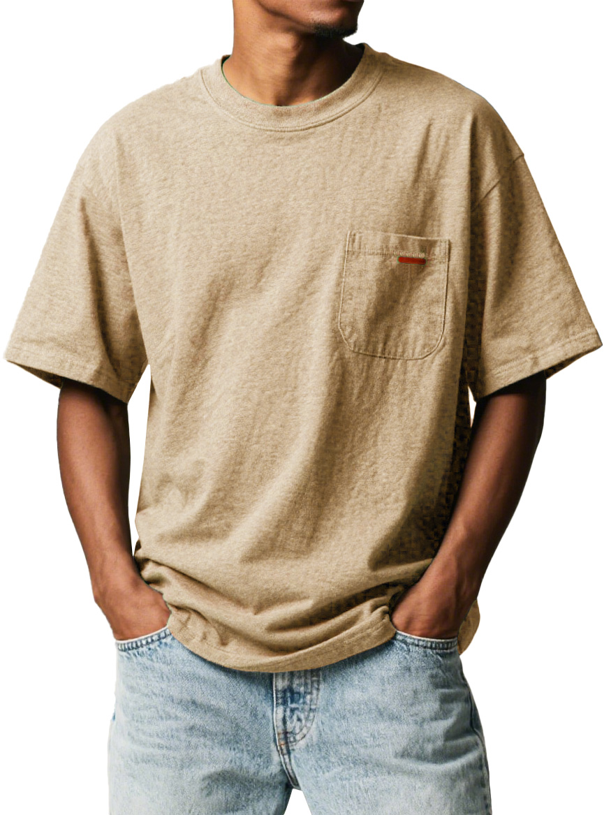 Men's Fashion Retro Workwear Pocket Short-sleeved Crew Neck T-shirt