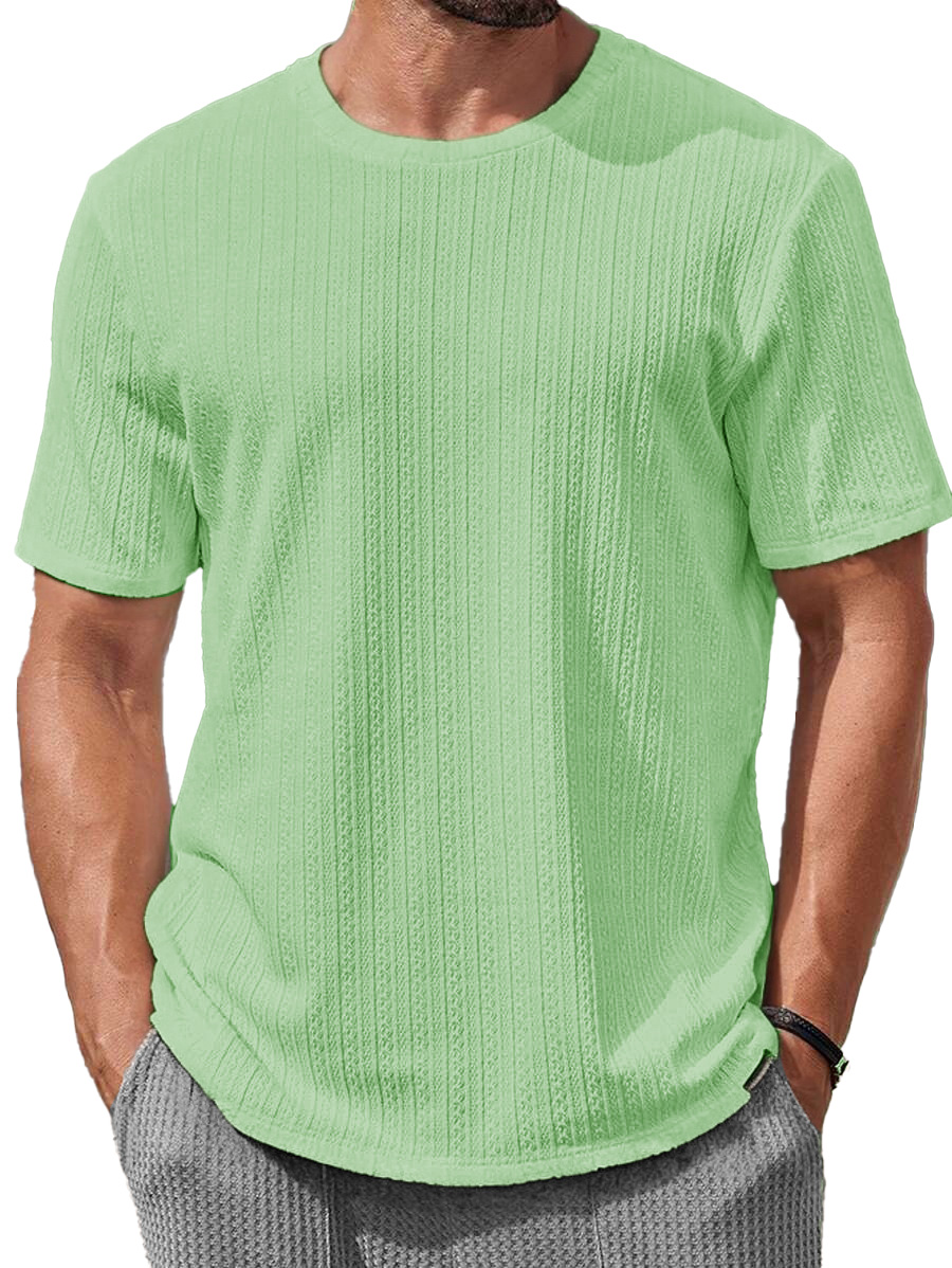 Men's Fashion Casual Jacquard Round Neck Short-sleeved T-shirt