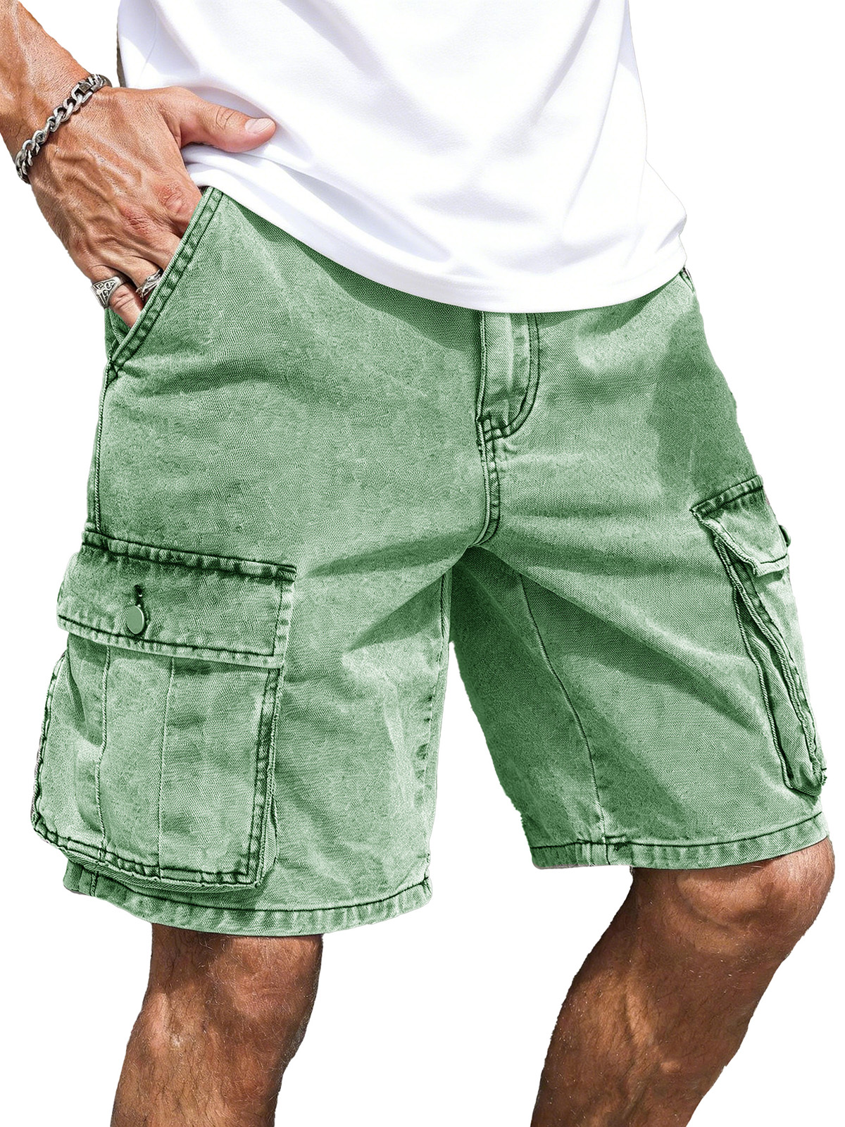 Men's Fashion Retro Loose Multi-Pocket Cargo Shorts