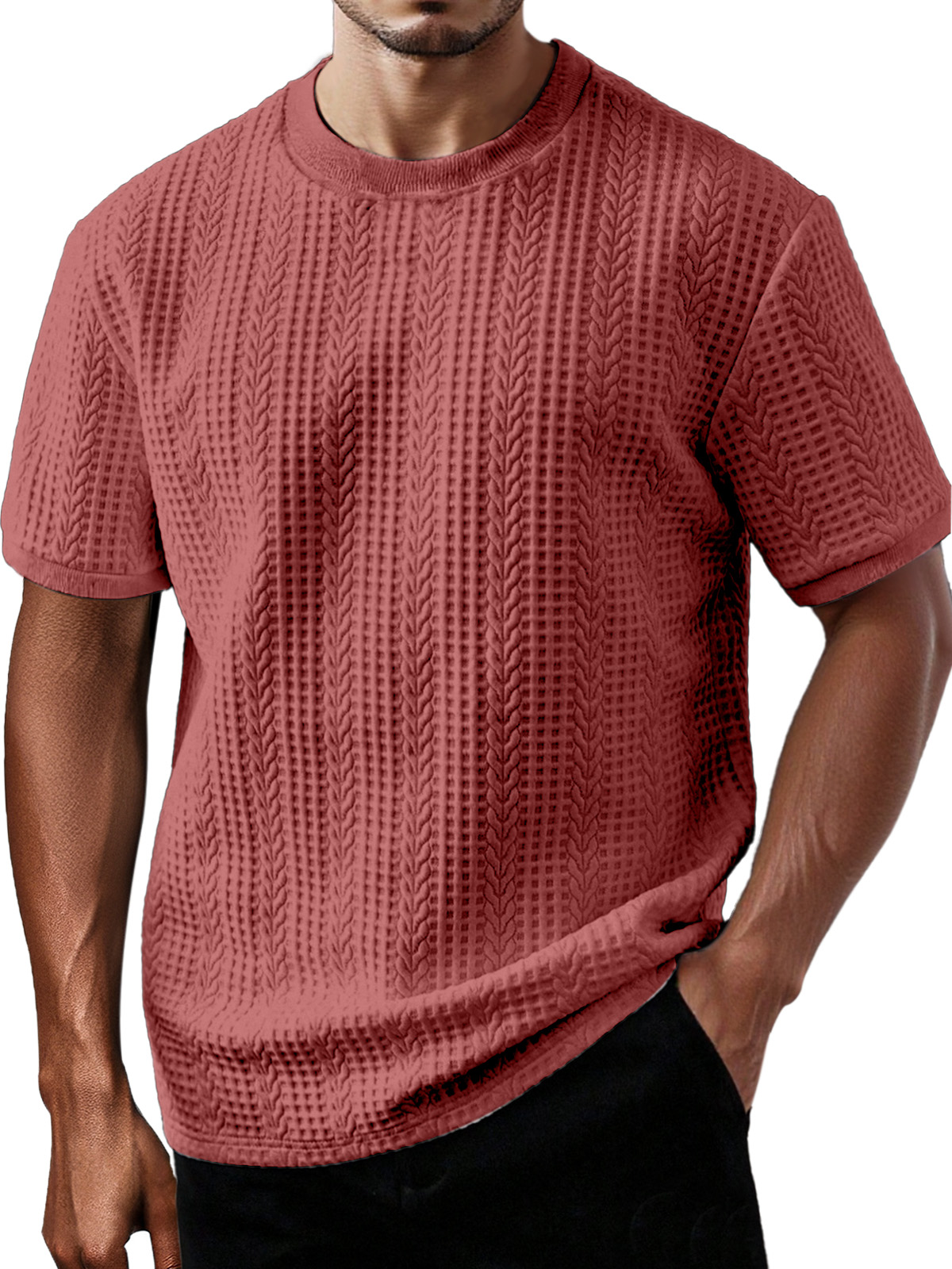 Men's Daily Casual Solid Color Round Neck Short-sleeved T-shirt