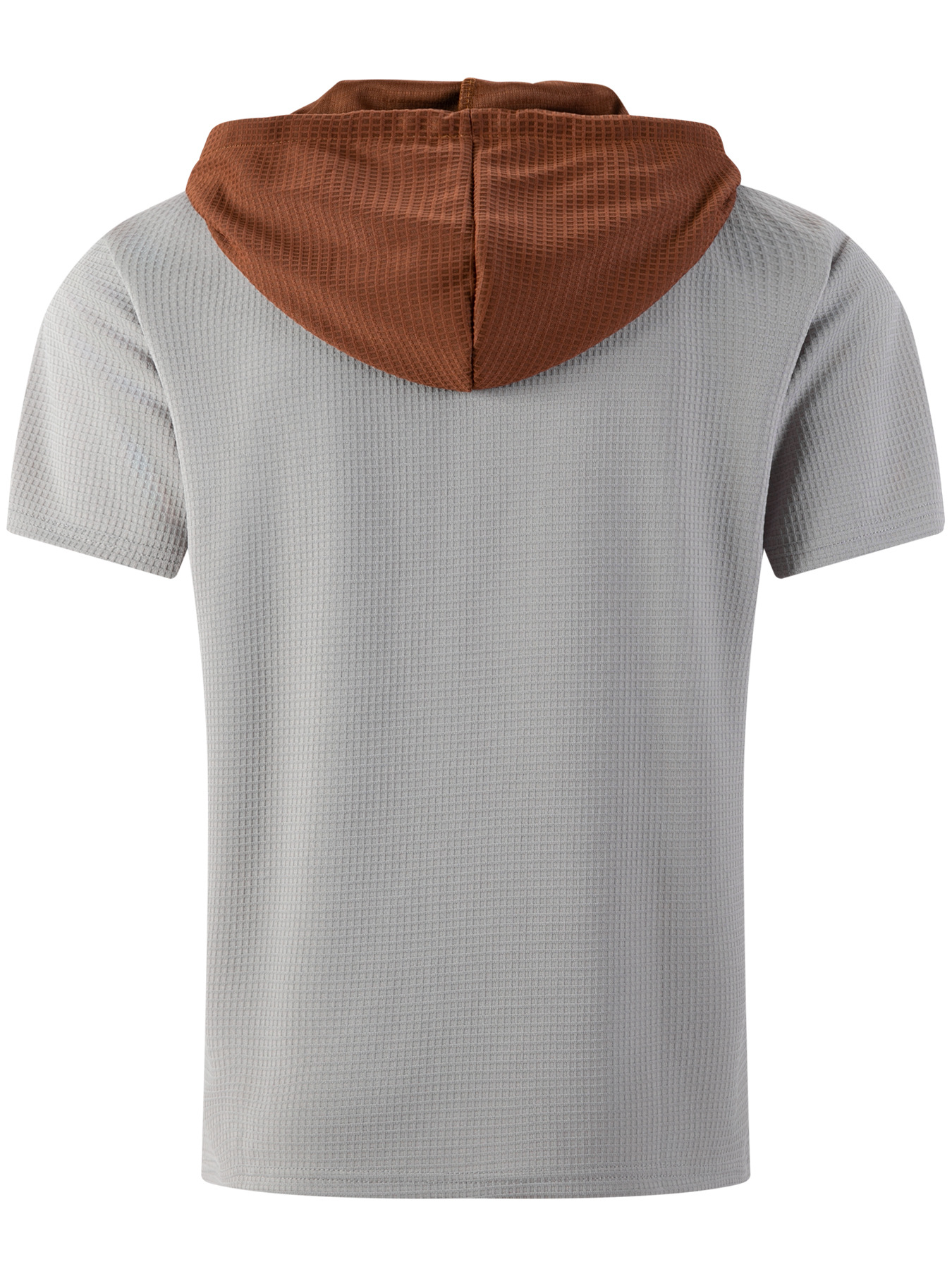 Men's Waffled Short-Sleeve Hoodie Contrast Lace-Up Tee