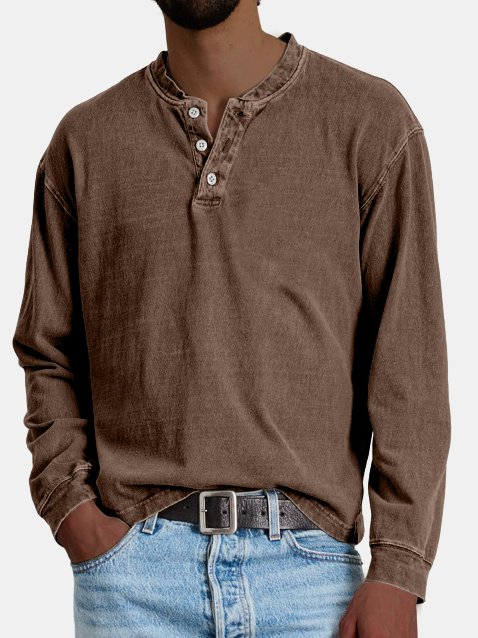 Men's Retro Casual Distressed Button POLO Shirt