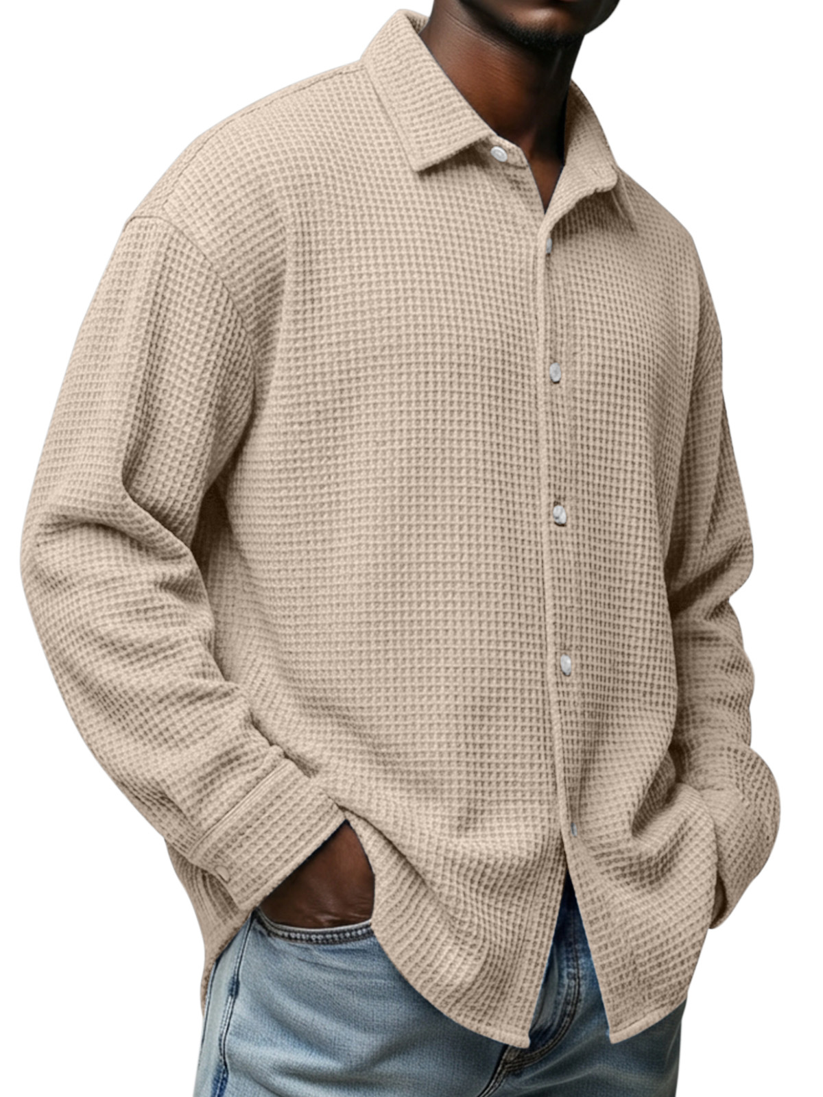 Men's Everyday Waffle Texture Long-Sleeve Shirt