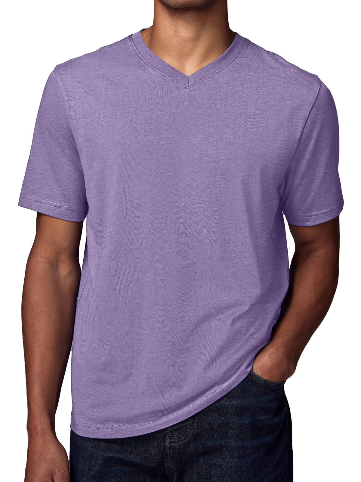 Men's Simple Solid Color V-neck Short-sleeved T-shirt