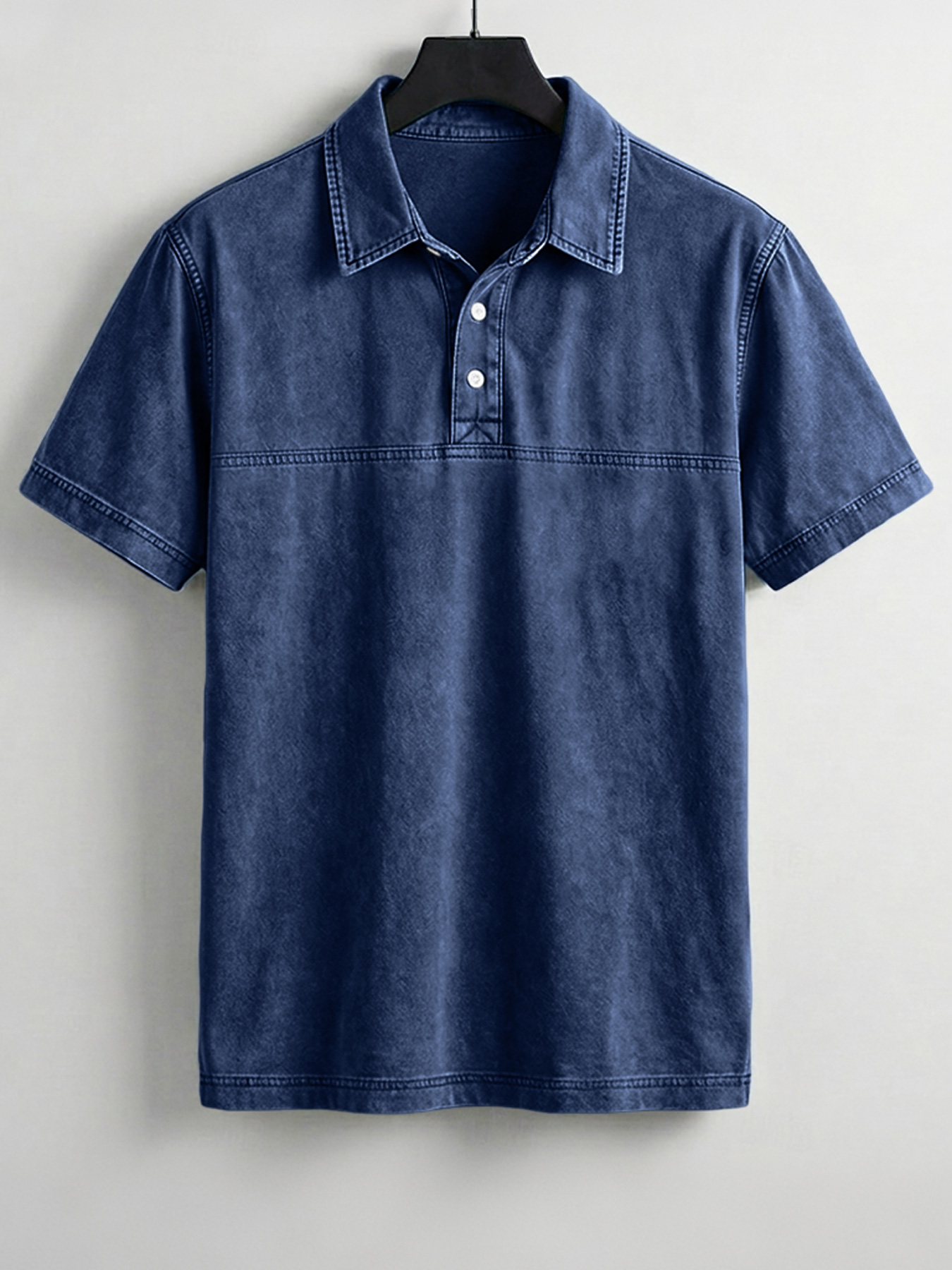 Men's Retro Patchwork Design Casual Collared Short-Sleeve Polo Shirt