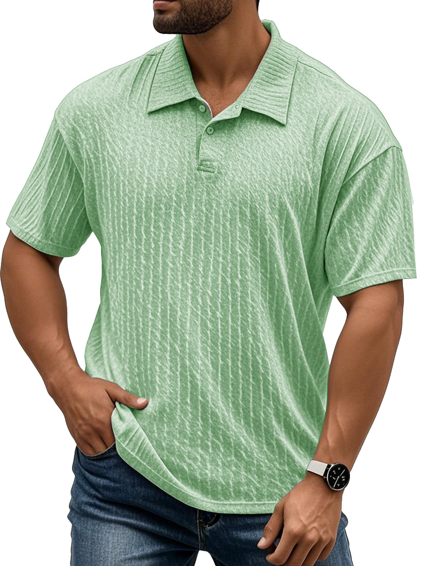 Men's Fashion Casual Textured Fabric Short-sleeved Polo Shirt
