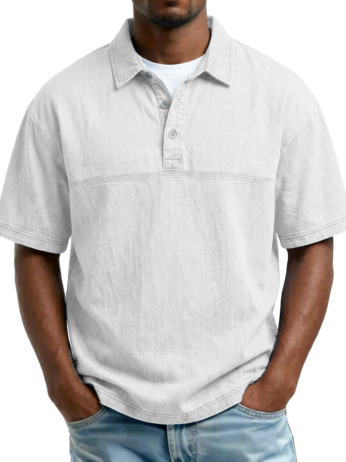 Men's Retro Loose Casual Short-Sleeve Polo Shirt