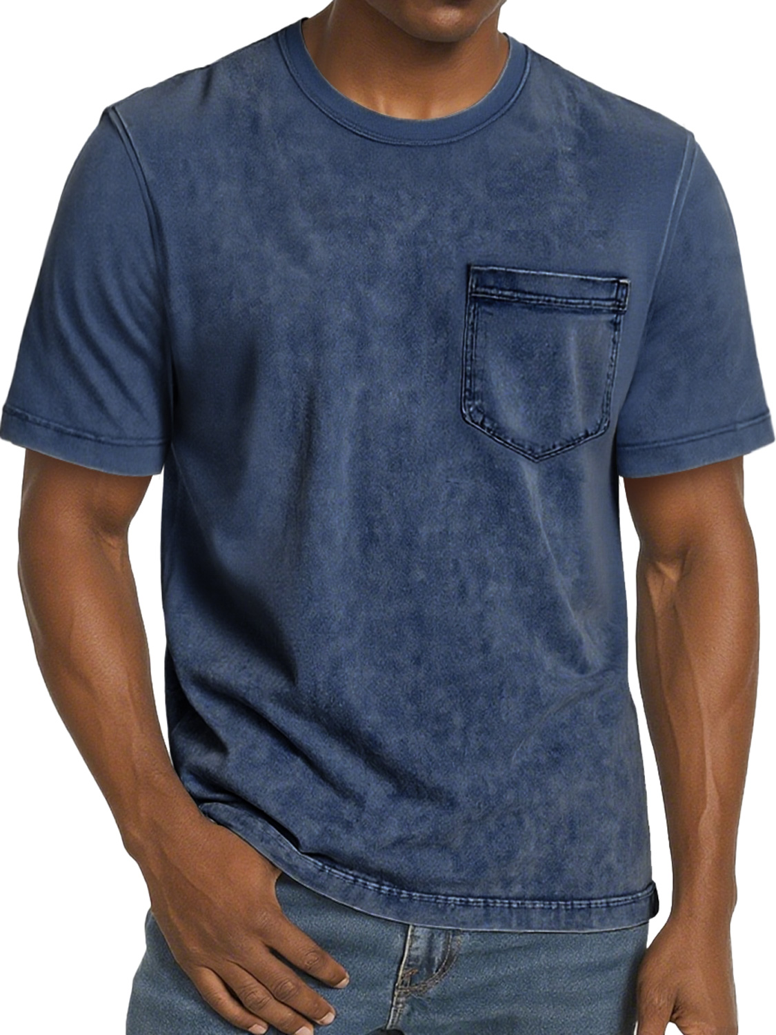 Men's Retro Casual Round Neck Pocket Comfortable Short Sleeve T-Shirt
