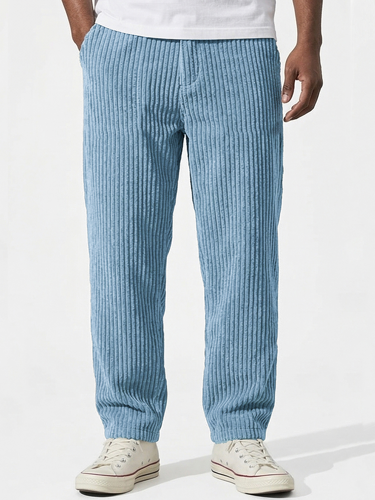 Men's Retro Casual Corduroy Trousers with Embroidered Label