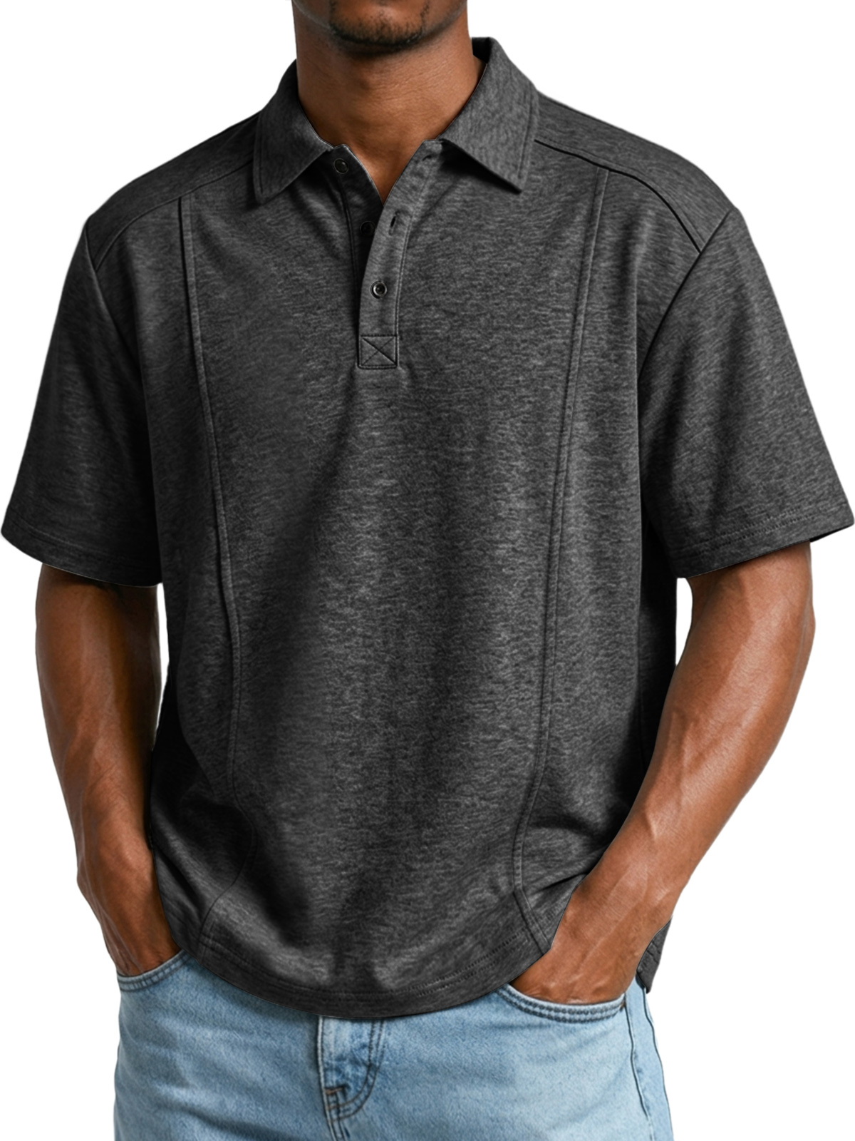 Men's Casual Deconstructed Lapel Short-Sleeve Button-Up Polo Shirt