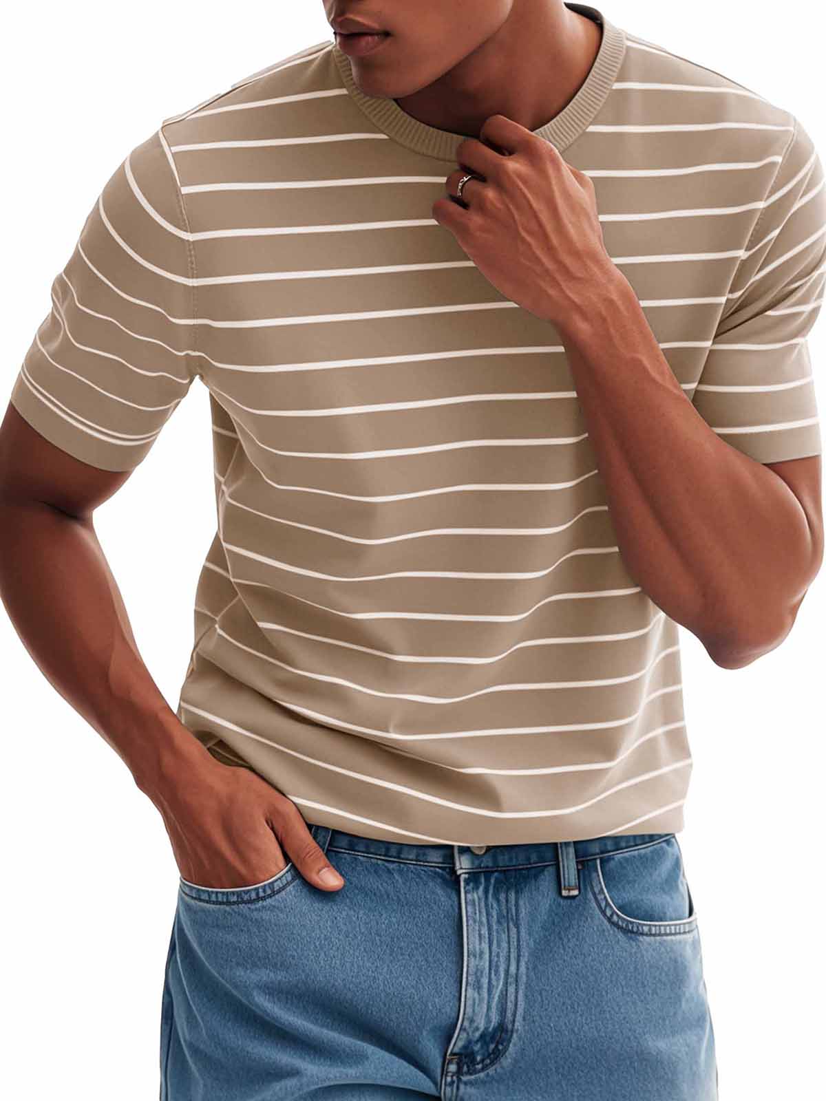 Men's Fashion Casual Striped Round Neck T-Shirt