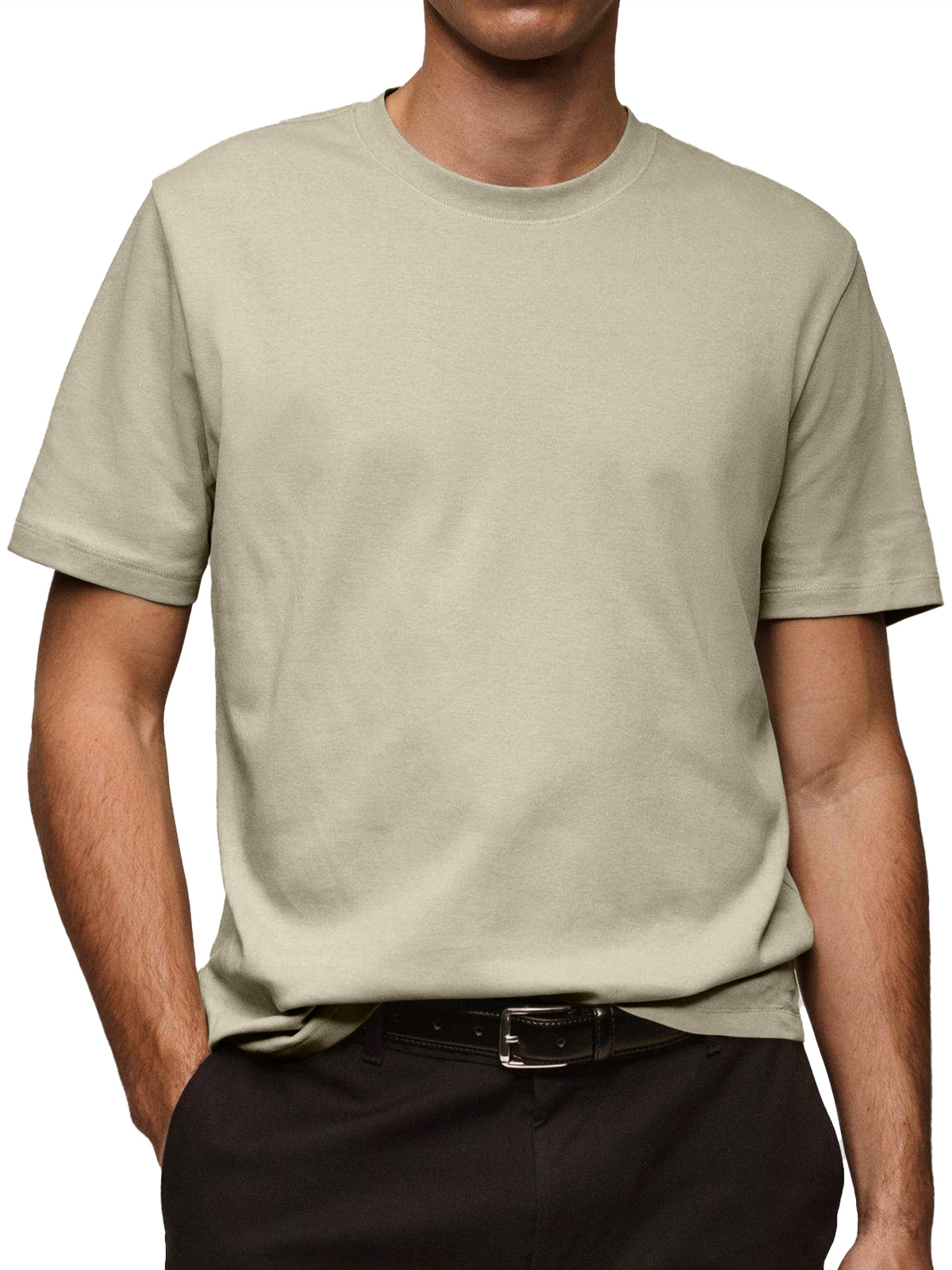 Men's Daily Pure Cotton Round Neck Casual Solid Color Short-sleeved T-shirt