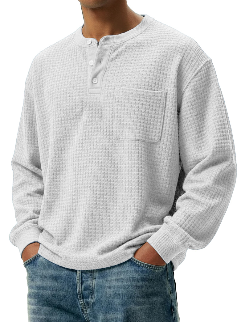 Men's Stylish Casual Retro Pocket Long-sleeved Henley Shirt