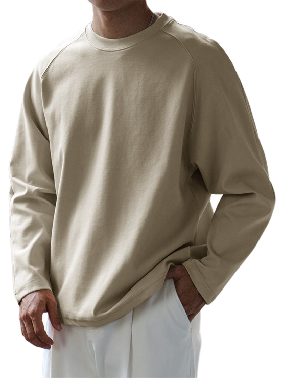 Men's Basic Casual Raglan Sleeve Everyday Versatile Long Sleeve T-Shirt