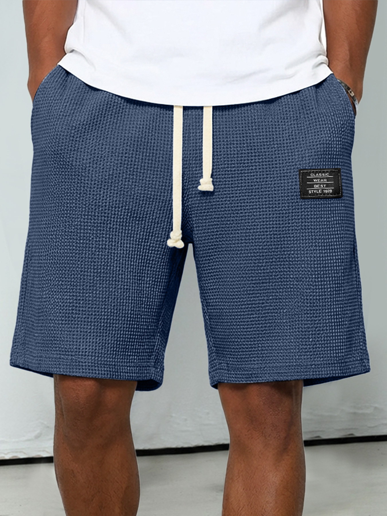Men's Everyday Waffle-knit Shorts With Elastic Waistband And Logo Detail