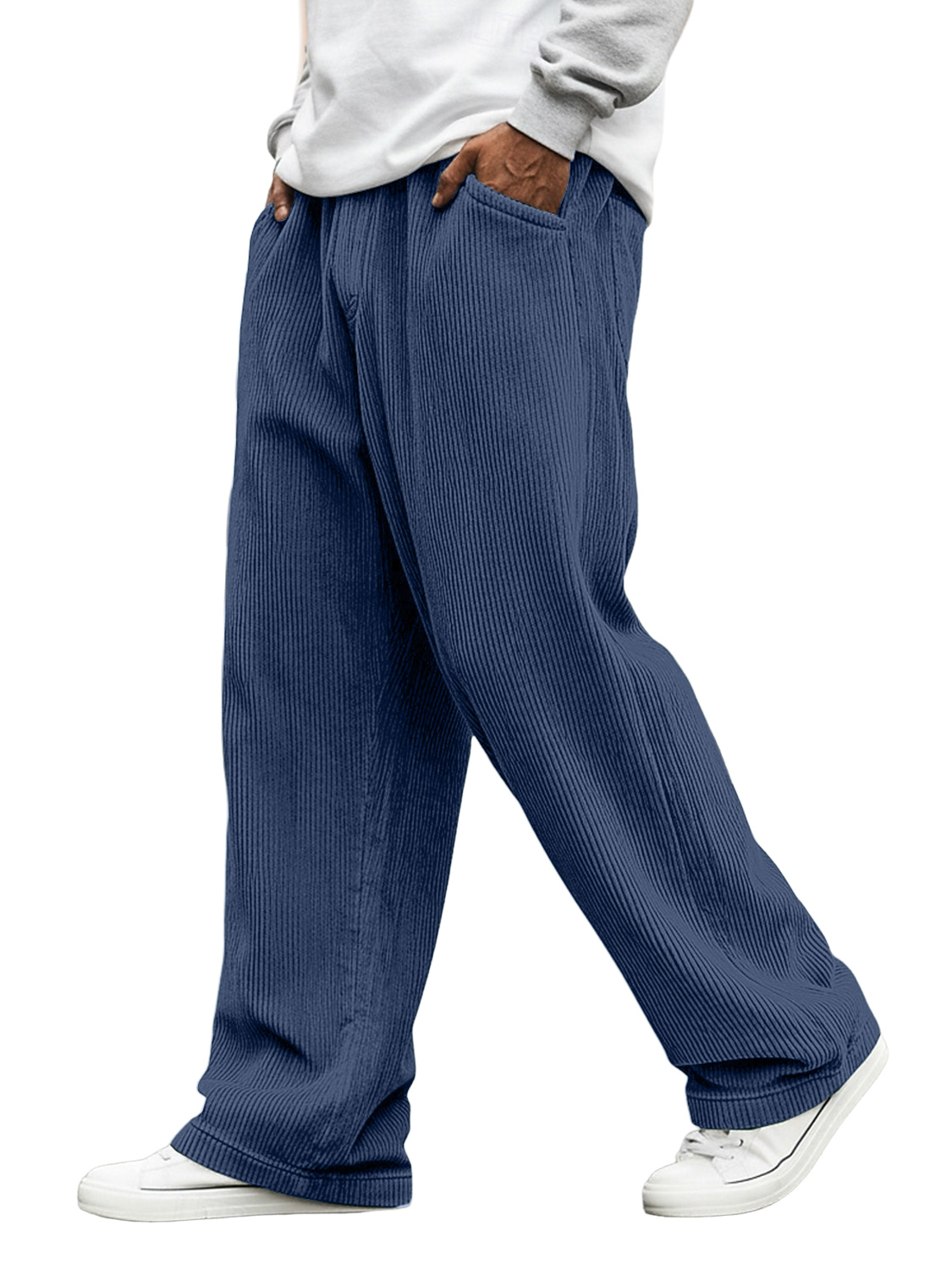 Men's Corduroy Solid Color Casual Loose-fitting Trousers
