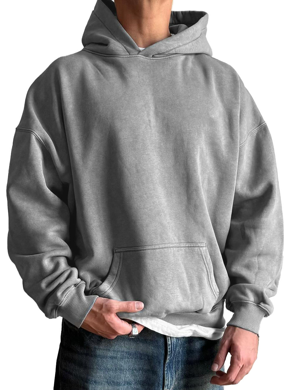 Men's Fashion Vintage Washed Cotton Long Sleeve Hoodie