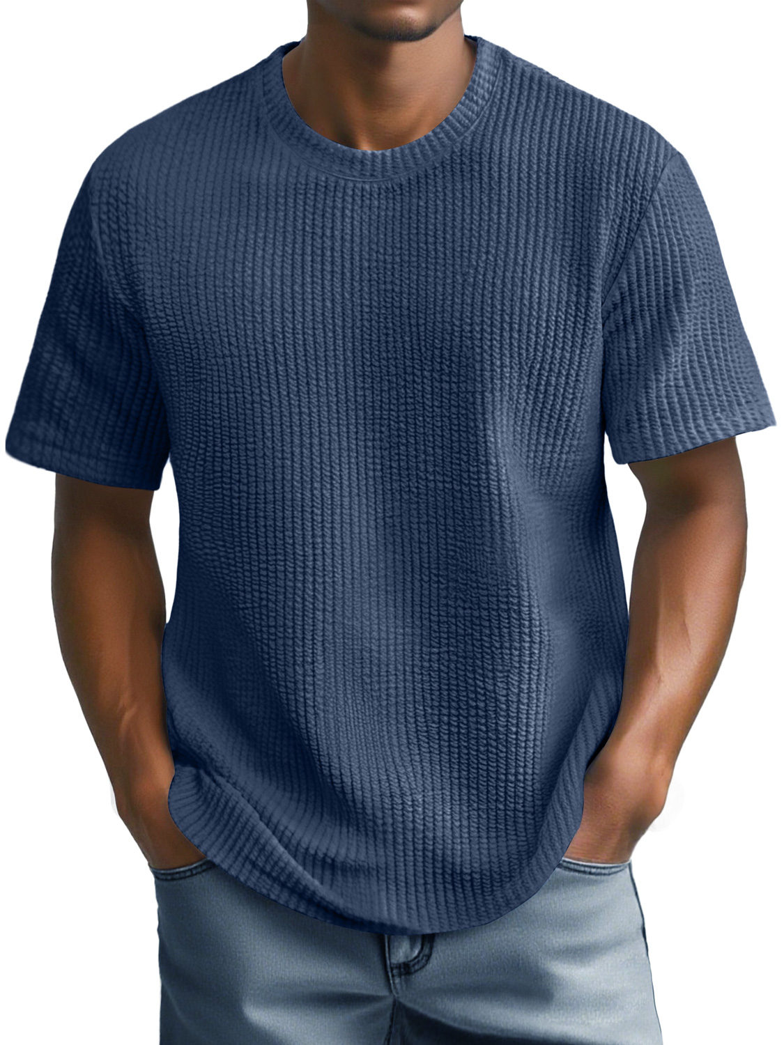 Men's Daily Round Neck Casual Texture Short-sleeved T-shirt