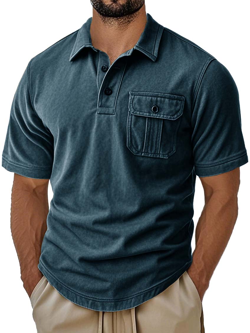Men's Retro Fashion Workwear Lapel Short-sleeved Polo Shirt