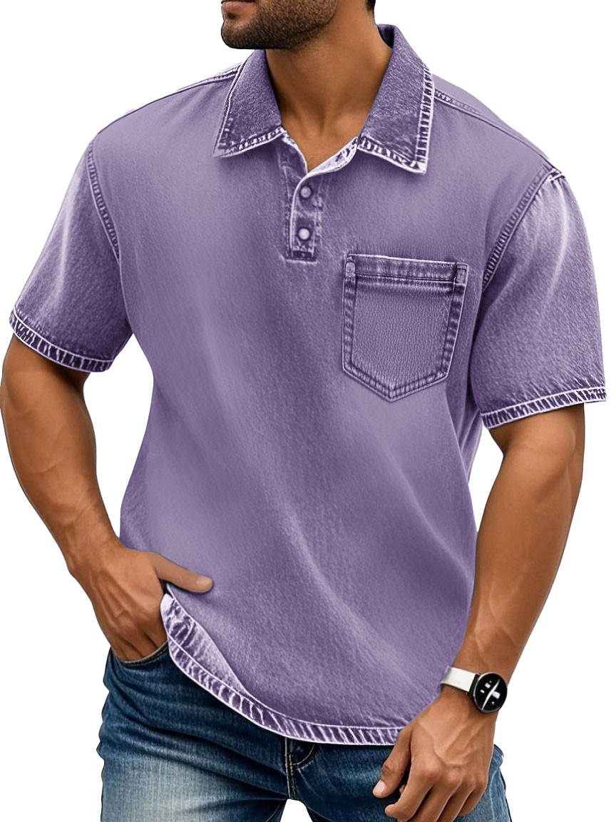 Men's Fashion Retro Lapel Cotton Short-sleeved Polo Shirt
