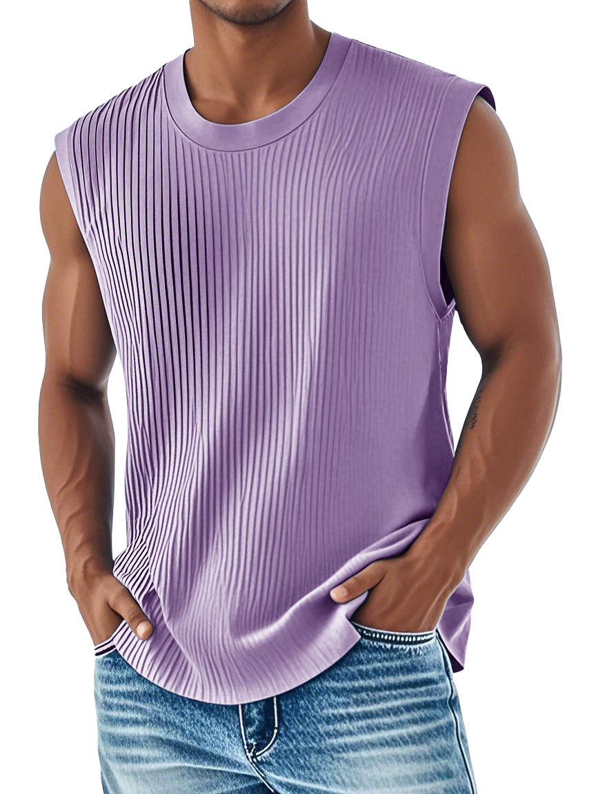Men's Fashion Casual Comfortable Ribbed Fabric Sleeveless T-shirt