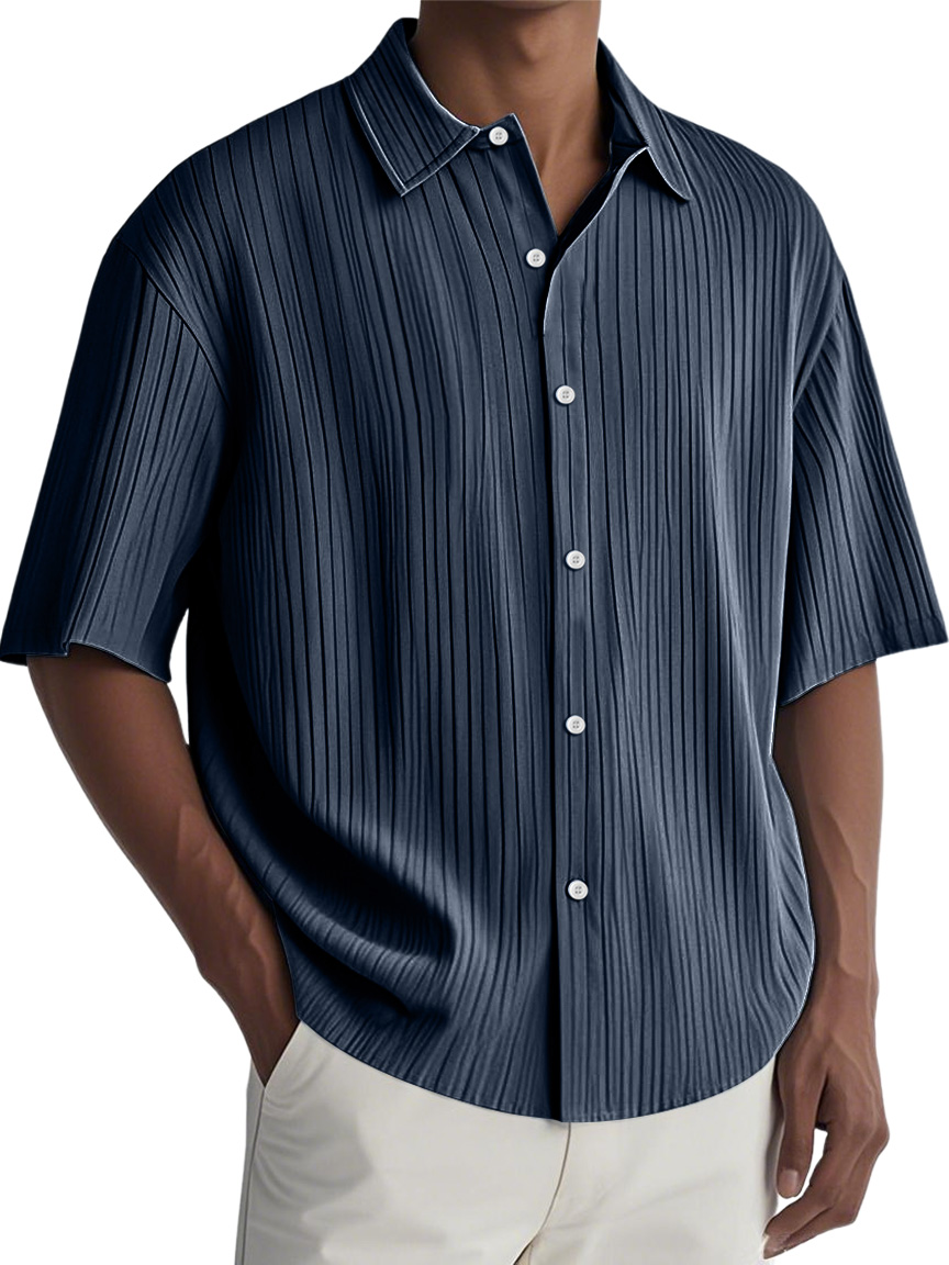 Men's Daily Ripped Casual Comfortable Solid Color Short-sleeved Shirt
