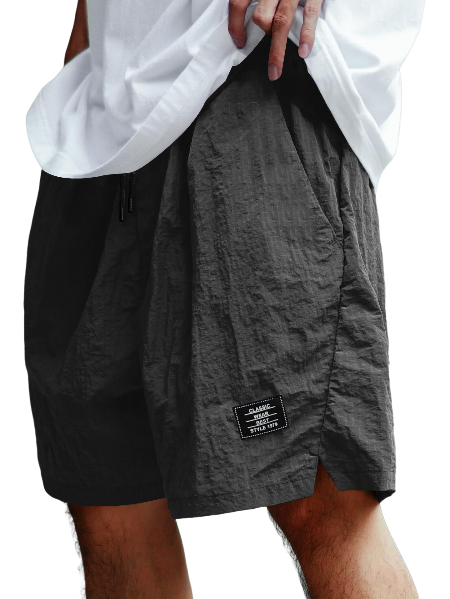 Men's Retro Outdoor Workwear Sportswear Embroidered Logo Elastic Waist Shorts