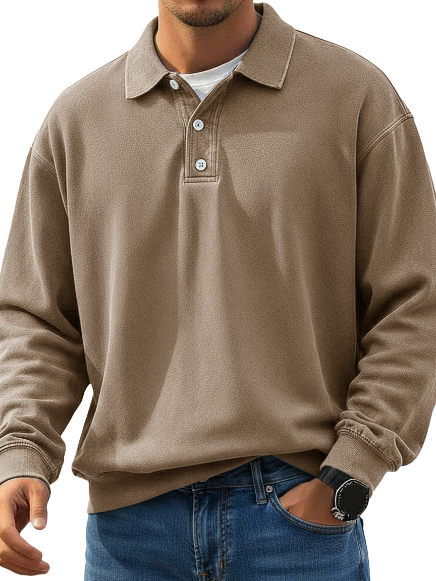 Men's Stylish Retro Lapel Long-sleeved Polo Shirt