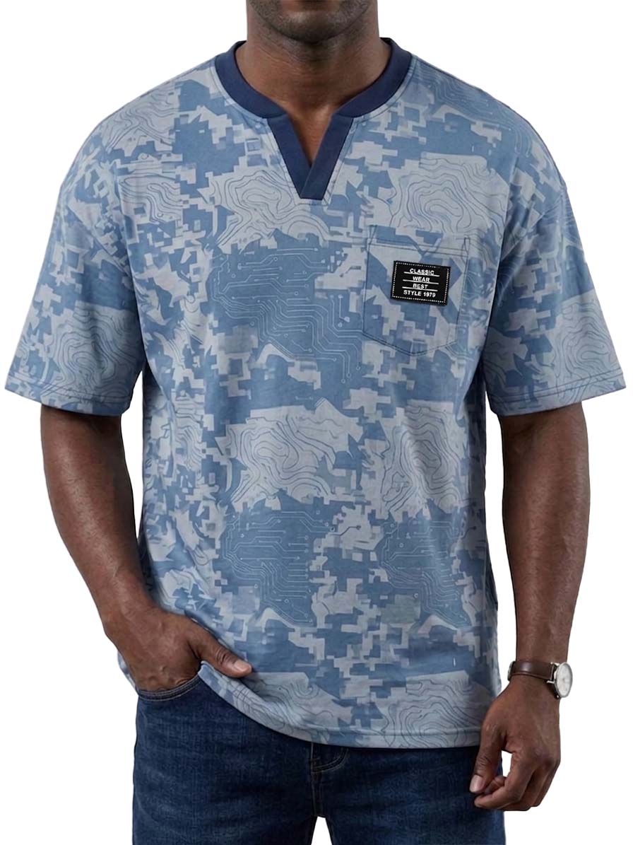 Digital Camouflage V-Neck Casual Short-Sleeve T-Shirt
