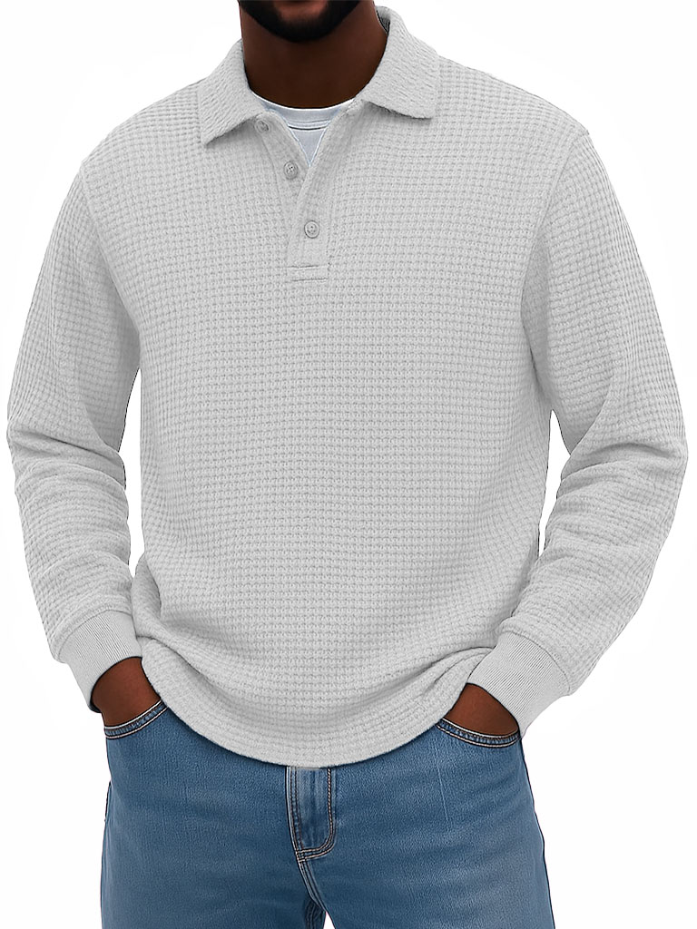Men's Stylish Casual Corduroy Lapel Long-sleeved Polo Shirt
