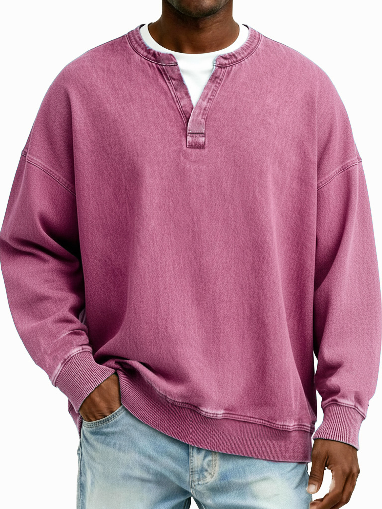 Men's Fashionable Casual Retro Distressed Long-Sleeved T-Shirt
