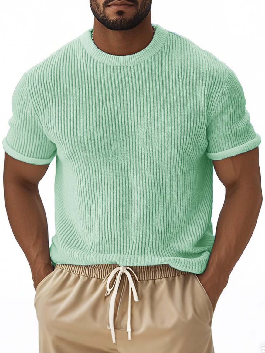 Men's Fashion Street Stripe Short-sleeved T-shirt